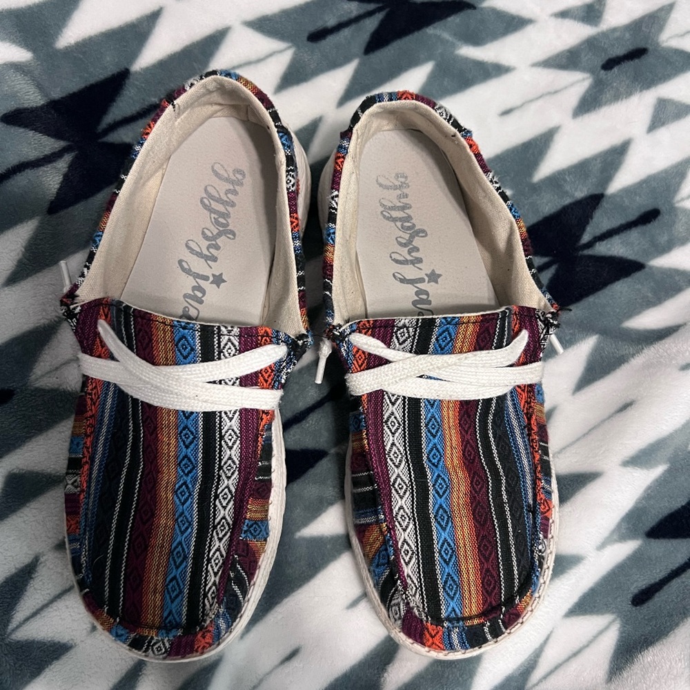 Gypsy Jazz Red and Blue Moccasin Shoes